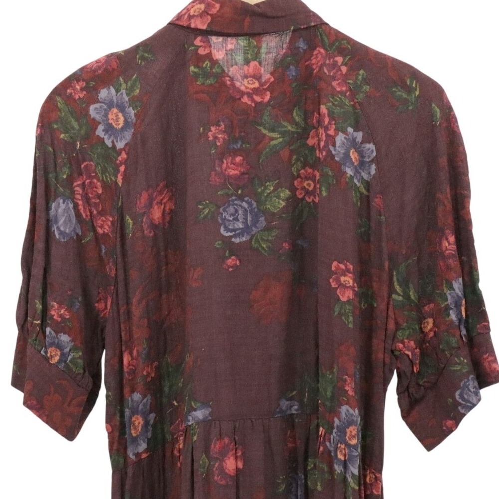 Natural Life Rebecca Boho Floral Midi Dress Puff Sleeve Tiered XL - Picture 6 of 11